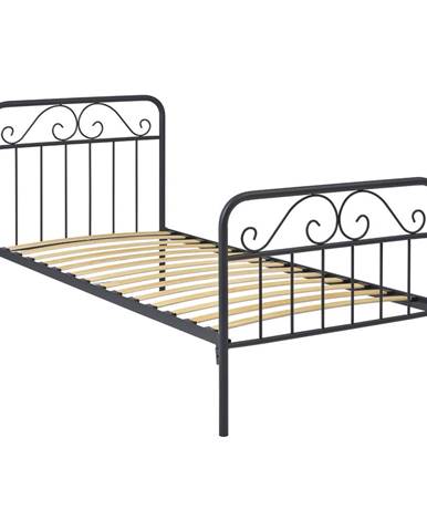 Kovová posteľ LEON 90x200 sivá