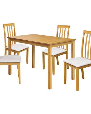 Stôl + 4 stoličky MALAGA lak javor