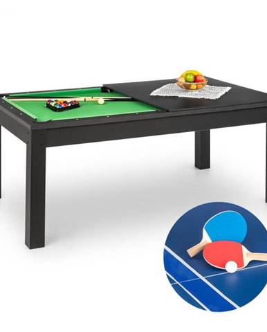 OneConcept Liverpool, 3-v-1, hrací stôl, 7‘ biliardový stôl, stôl stolný tenis, jedálenský stôl, čierny