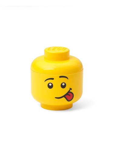 Žltá úložná škatuľa v tvare hlavy LEGO® silly, 10,5 x 10,6 x 12 cm