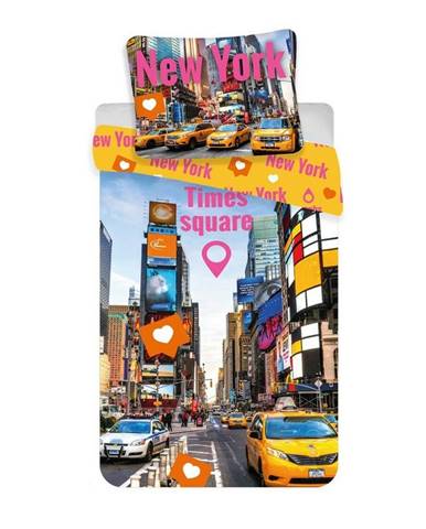 Jerry Fabrics Bavlnené obliečky Times Square, 140 x 200 cm, 70 x 90 cm