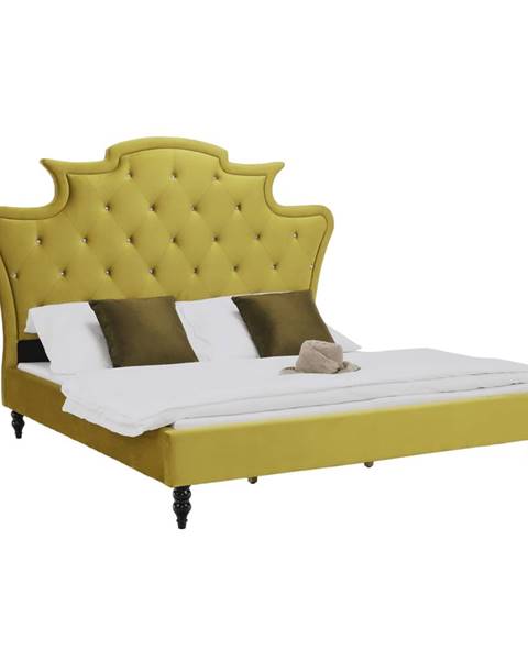 Kondela Luxusná posteľ zlatá Velvet látka 160x200 REINA