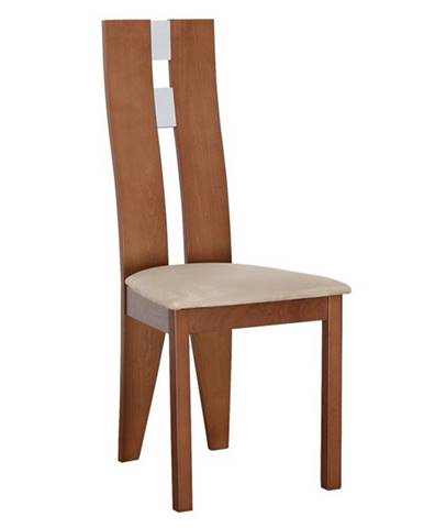 Drevená stolička čerešňa/látka béžová BONA poškodený tovar