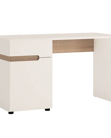 PC stôl biela extra vysoký lesk HG/dub sonoma tmavý truflový LYNATET TYP 80