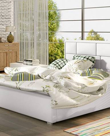 Liza 160 čalúnená manželská posteľ s roštom biela