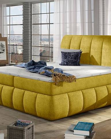 Vareso 180 čalúnená manželská posteľ s úložným priestorom žltá