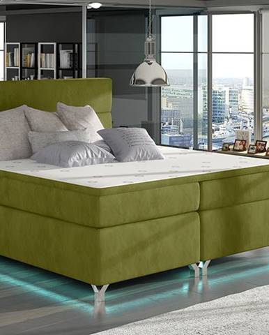 Avellino 140 čalúnená manželská posteľ s úložným priestorom zelená