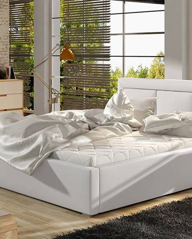 Branco 200 čalúnená manželská posteľ s roštom biela
