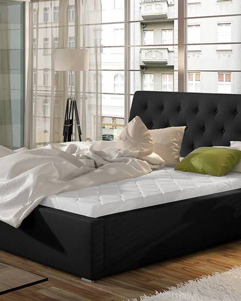 NABBI Monzo 140 čalúnená manželská posteľ s roštom čierna