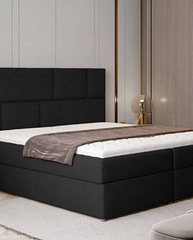 Ferine 165 čalúnená manželská posteľ s úložným priestorom čierna (Sawana 14)