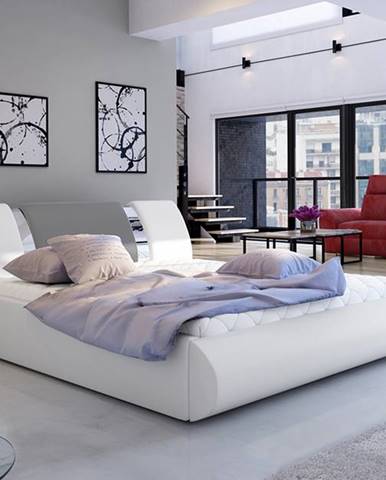 Čalúnená manželská posteľ s roštom Folino 180 - biela