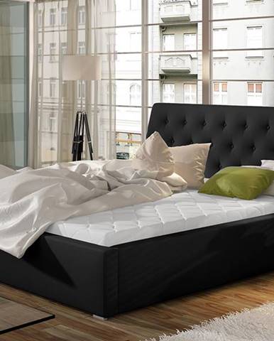 Monzo 140 čalúnená manželská posteľ s roštom čierna