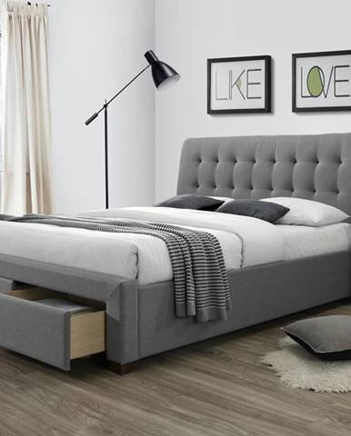 Percy 160 čalúnená manželská posteľ s roštom sivá