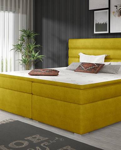 Spezia 180 čalúnená manželská posteľ s úložným priestorom žltá