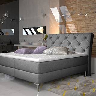 Amika 180 čalúnená manželská posteľ s úložným priestorom sivá