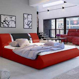 Folino 180 čalúnená manželská posteľ s roštom červená