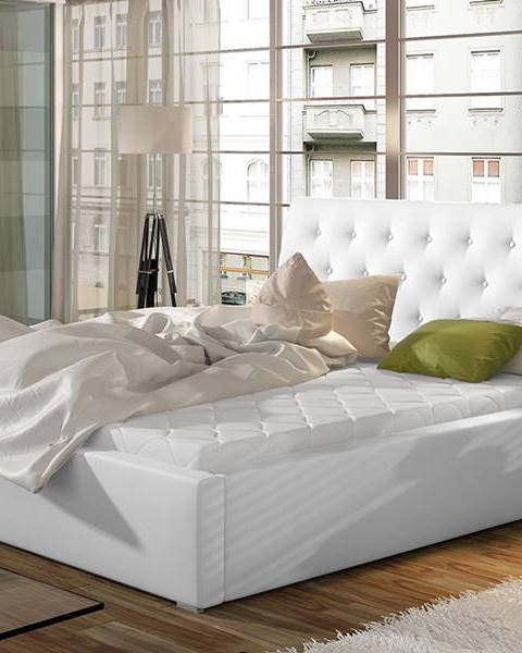 NABBI Monzo 180 čalúnená manželská posteľ s roštom biela