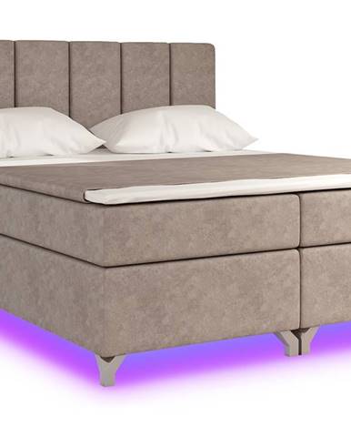 Barino 160 čalúnená manželská posteľ s úložným priestorom svetlohnedá