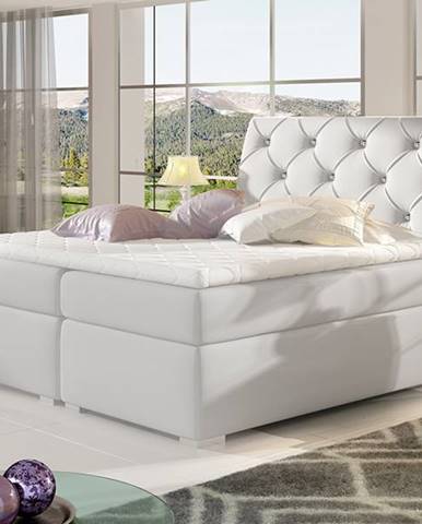 Beneto 180 čalúnená manželská posteľ s úložným priestorom biela