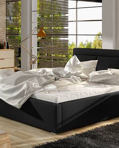 Branco 180 čalúnená manželská posteľ s roštom čierna
