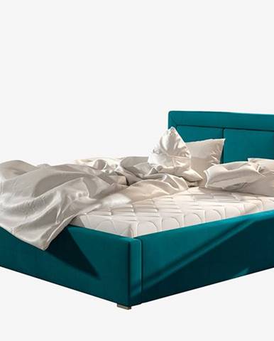 Branco UP 160 čalúnená manželská posteľ s roštom tyrkysová