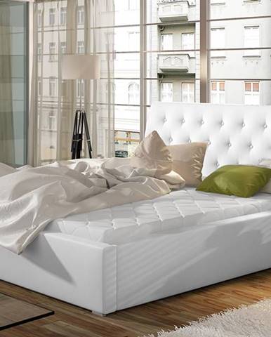 Monzo 140 čalúnená manželská posteľ s roštom biela