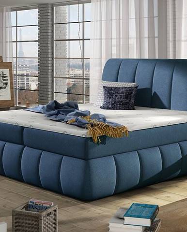 Vareso 140 čalúnená manželská posteľ s úložným priestorom modrá (Orinoco 80)