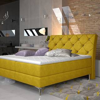 Amika 140 čalúnená manželská posteľ s úložným priestorom žltá