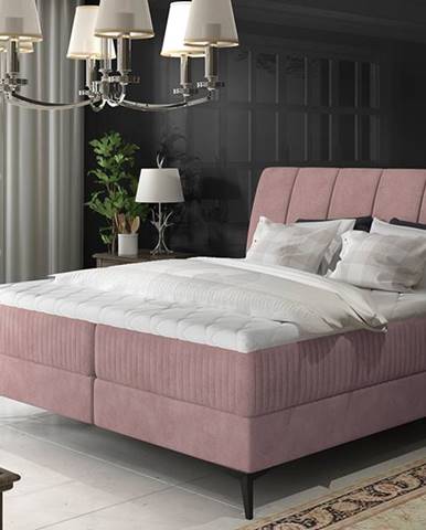 Altama 140 čalúnená manželská posteľ s úložným priestorom ružová