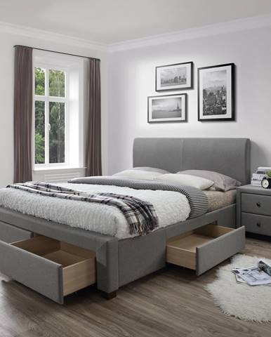 Modena 160 čalúnená manželská posteľ s roštom sivá