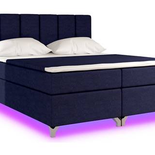 Barino 140 čalúnená manželská posteľ s úložným priestorom tmavomodrá