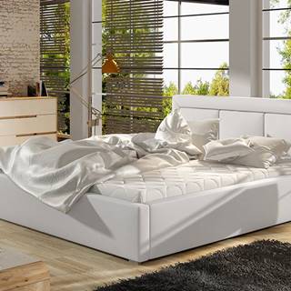Branco 180 čalúnená manželská posteľ s roštom biela