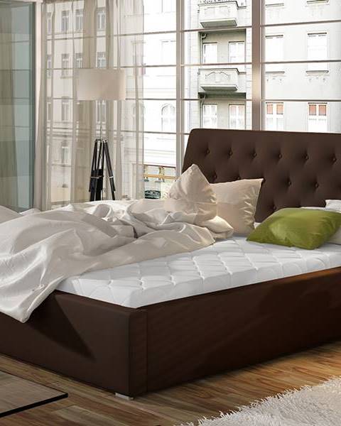 NABBI Monzo UP 140 čalúnená manželská posteľ s roštom tmavohnedá (Soft 66)