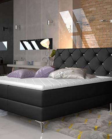 Amika 140 čalúnená manželská posteľ s úložným priestorom čierna (Soft 11)