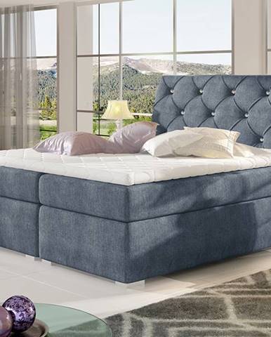 Beneto 180 čalúnená manželská posteľ s úložným priestorom modrá
