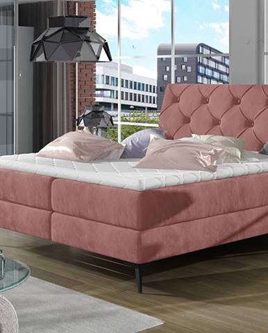 Lazio 160 čalúnená manželská posteľ s úložným priestorom ružová (Kronos 29)