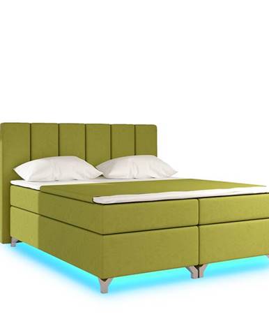 Barino 140 čalúnená manželská posteľ s úložným priestorom zelená