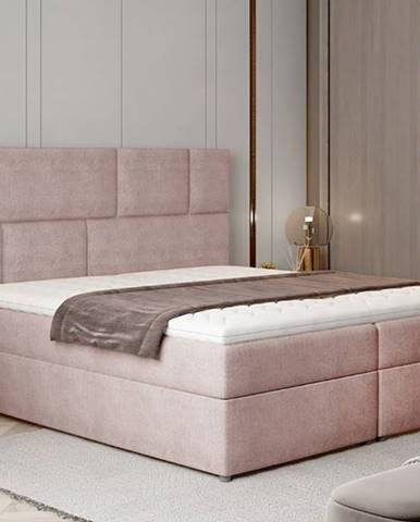 Ferine 165 čalúnená manželská posteľ s úložným priestorom ružová