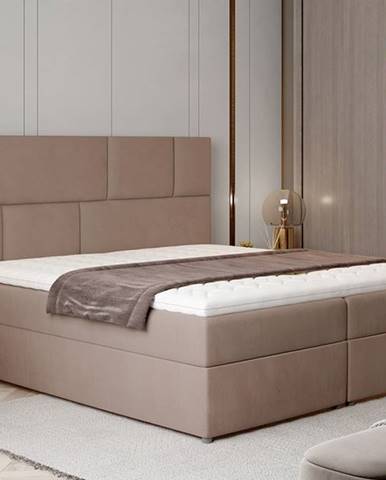 Ferine 185 čalúnená manželská posteľ s úložným priestorom hnedá