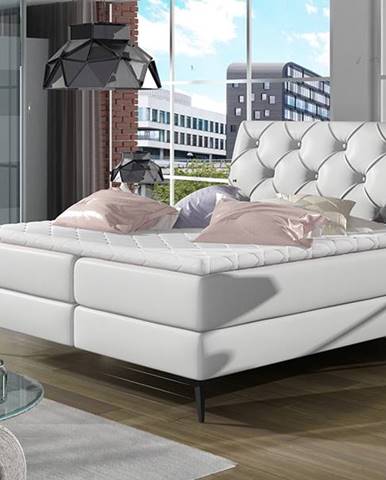 Lazio 160 čalúnená manželská posteľ s úložným priestorom biela
