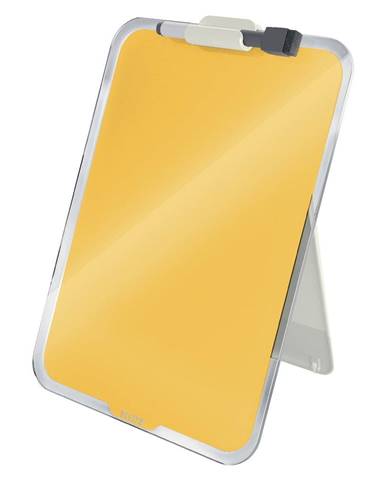 Žltý sklenený flipchart na stôl Leitz Cosy, 22 x 30 cm