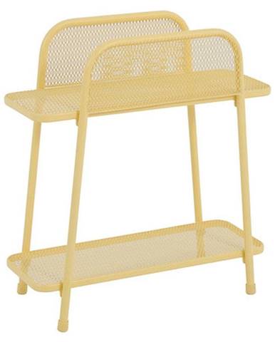 Žltý kovový odkladací stolík na balkón Garden Pleasure MWH, výška 70 cm