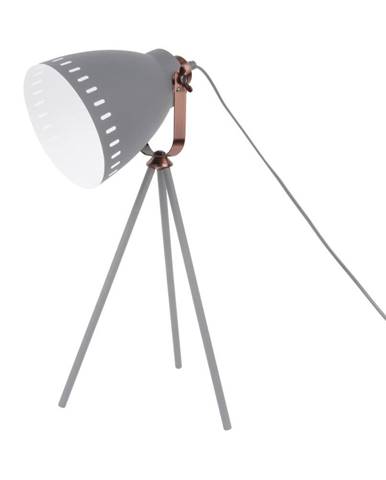 Sivá stolová lampa s detailmi v medenej farbe Leitmotiv Mingle