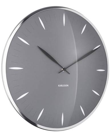 Sivé sklenené nástenné hodiny Karlsson Leaf, ø 40 cm