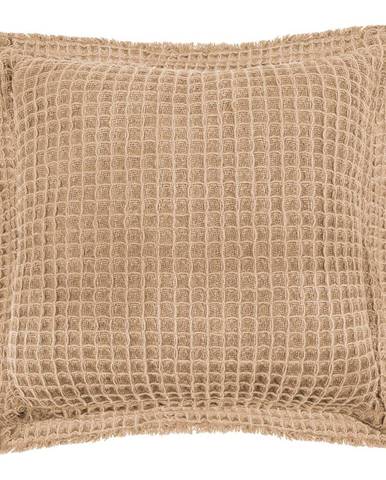 Béžový bavlnený dekoratívny vankúš Tiseco Home Studio Waffle, 45 x 45 cm