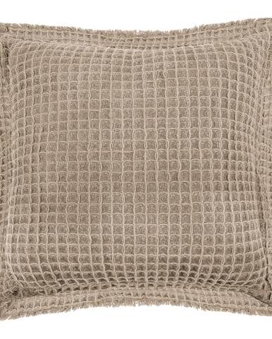 Hnedý bavlnený dekoratívny vankúš Tiseco Home Studio Waffle, 45 x 45 cm