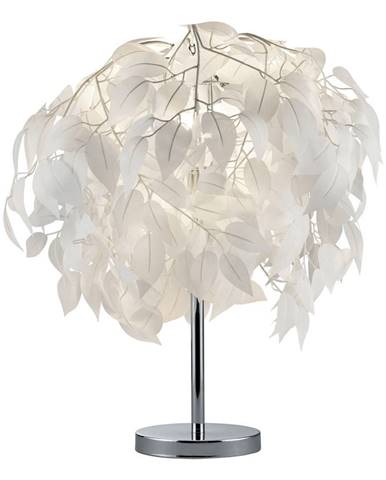Biela stolová lampa Trio Leavy, výška 60 cm