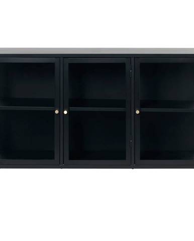 Čierna komoda s presklenými dverami Unique Furniture Carmel, dĺžka 132 cm