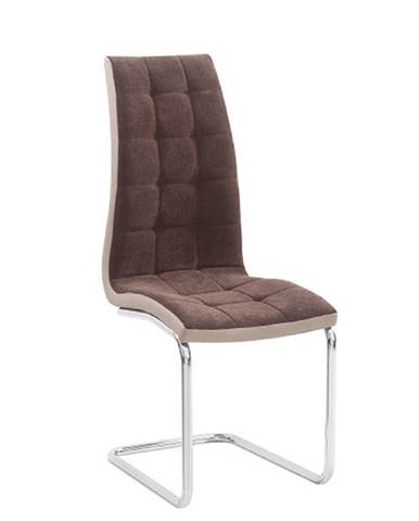 Jedálenská stolička hnedá látka/ekokoža béžová/chróm SALOMA NEW