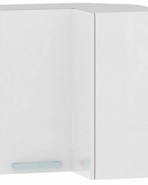 ASKO - NÁBYTOK Horná rohová kuchynská skrinka One EH65RL, biely lesk, šírka 65 cm